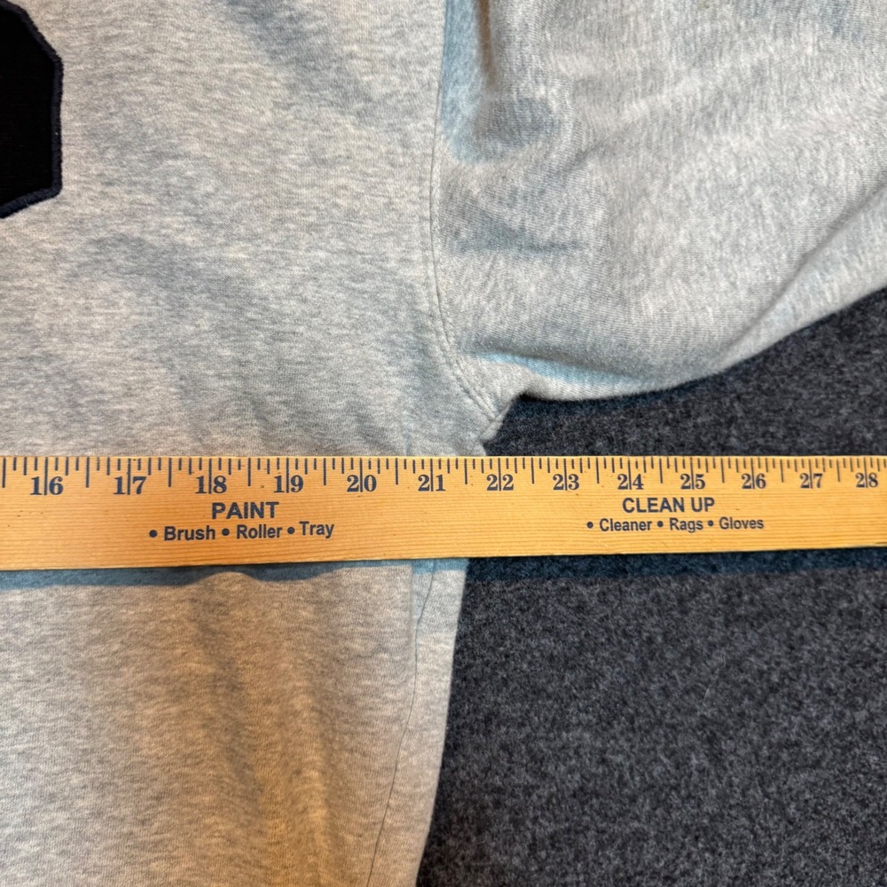 Gap Arch Logo Crewneck Sweatshirt Heather Gray Navy Blue Fleece Mens Small - Picture 5 of 6